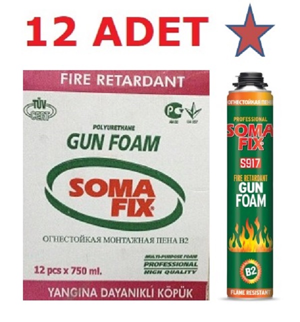 Somafix Tabancalı Yangına Dayanıklı Poliüretan Köpük Pembe Köpük12 Adet S917 B2