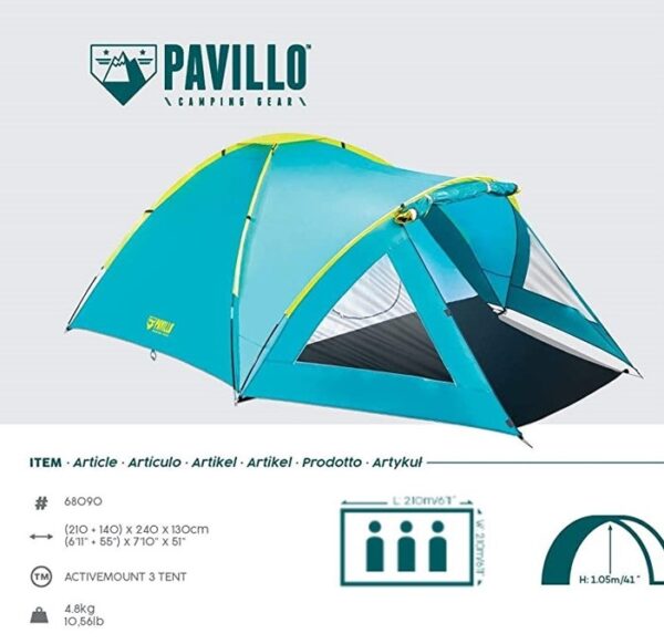 bestway pavillo 3 kişilik activemount çadır