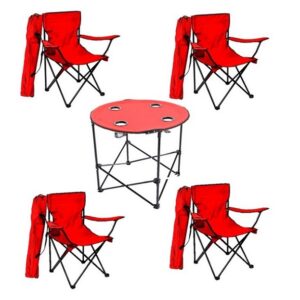 katlanır kamp sandalye masa seti kırmızı
