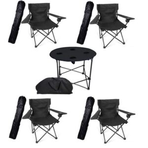 katlanır kamp sandalye masa seti siyah