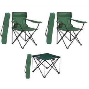 katlanır kamp sandalye masa seti yeşil