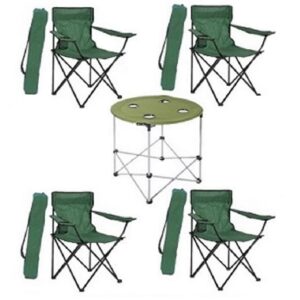 katlanır kamp sandalye masa seti yeşil