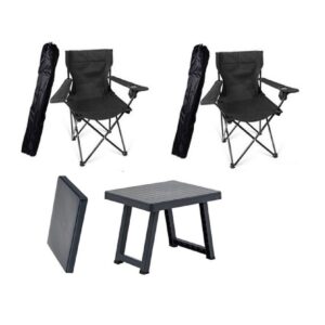 kamp masa sandalye siyah seti